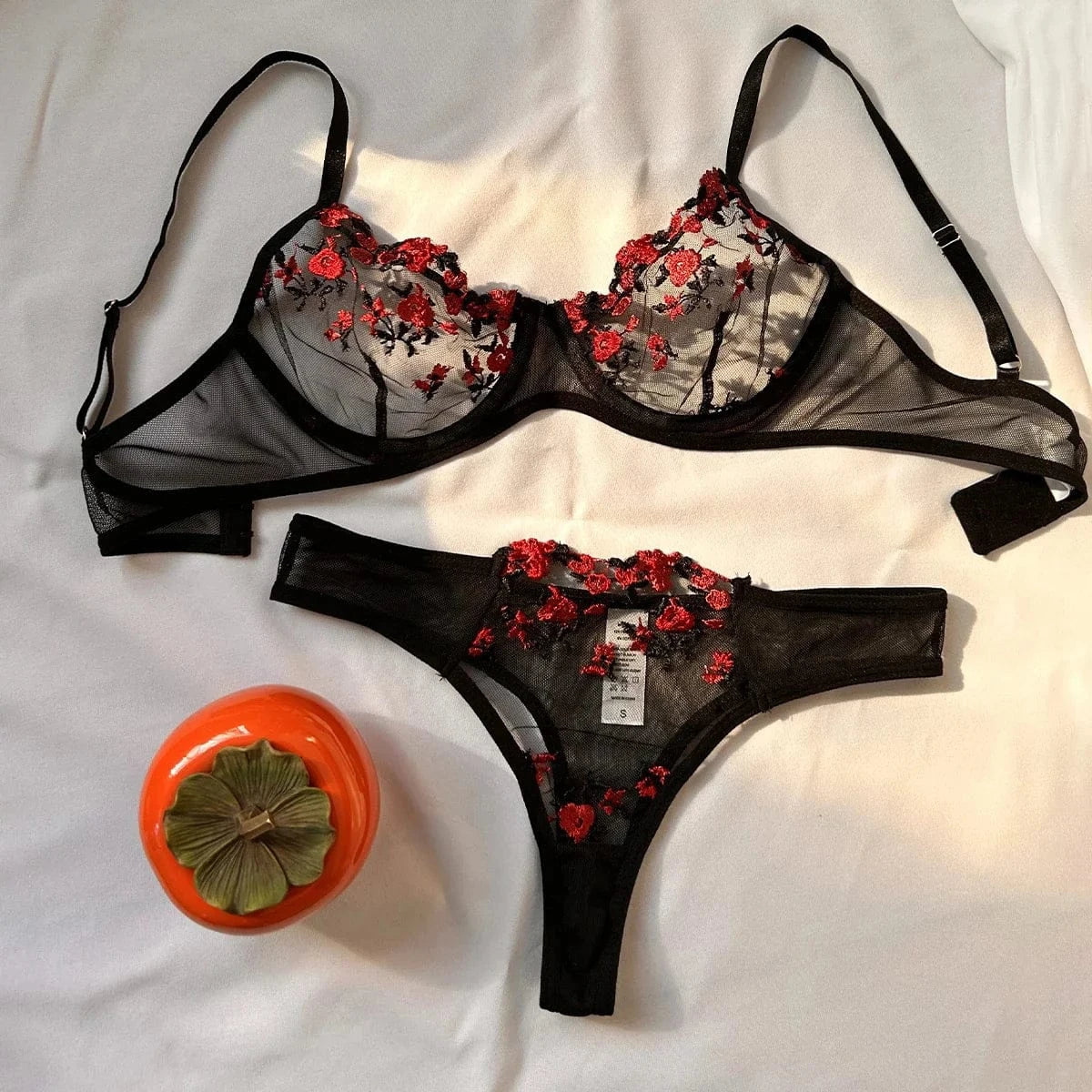 Sexy Set Womens Underwear Exotic Emotional Bra Set Embroidered Print Brassiere Lingerie Set Women's Set Push Up Thin Bralette - A-1 Thread Vault