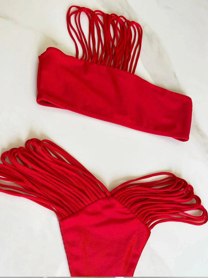 Sexy Strappy Micro Bikini Set for Women, Two Piece Swimsuit, High Cut Swimwear, Brazilian Beachwear, Bathing Suit, 2024 - A-1 Thread Vault