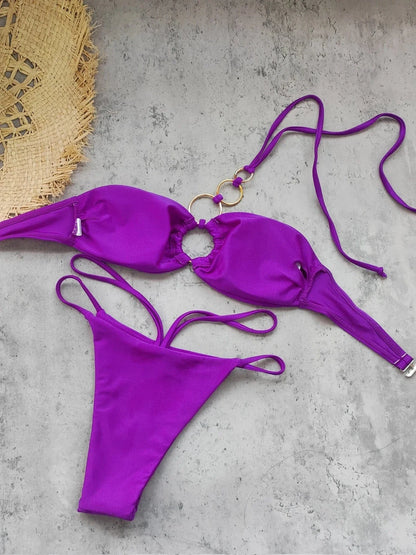 Sexy Strappy Micro Bikini Set for Women, Two Piece Swimsuit, High Cut Swimwear, Brazilian Beachwear, Bathing Suit, 2024 - A-1 Thread Vault