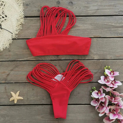 Sexy Strappy Micro Bikini Set for Women, Two Piece Swimsuit, High Cut Swimwear, Brazilian Beachwear, Bathing Suit, 2024 - A-1 Thread Vault