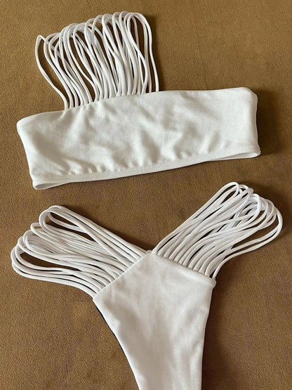 Sexy Strappy Micro Bikini Set for Women, Two Piece Swimsuit, High Cut Swimwear, Brazilian Beachwear, Bathing Suit, 2024 - A-1 Thread Vault