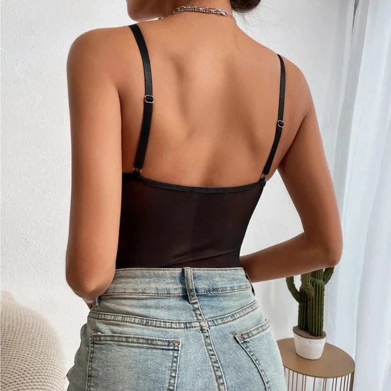 Sexy Tight Fitting Women's Clothing, Deep V-neck Shaping, Adjustable Shoulder Straps, Reinforced Soft Padded Bra, Top - A-1 Thread Vault
