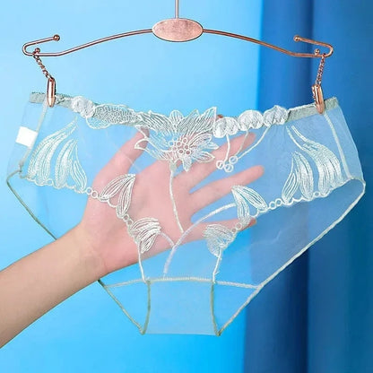 Sexy Transparent Women's Panties Super Thin Breathable Perspective Brief Underwear For Women Floral Mesh Female Lingerie Panty - A-1 Thread Vault