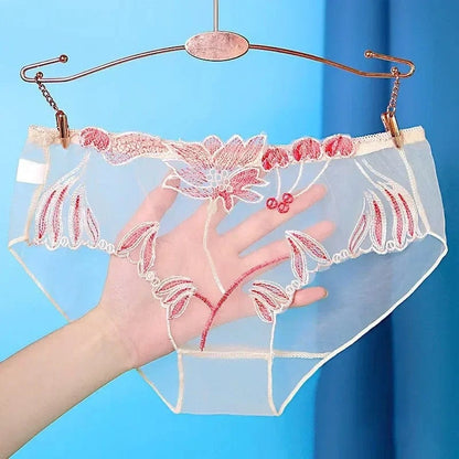 Sexy Transparent Women's Panties Super Thin Breathable Perspective Brief Underwear For Women Floral Mesh Female Lingerie Panty - A-1 Thread Vault