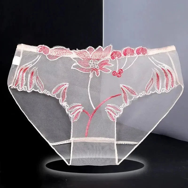 Sexy Transparent Women's Panties Super Thin Breathable Perspective Brief Underwear For Women Floral Mesh Female Lingerie Panty - A-1 Thread Vault