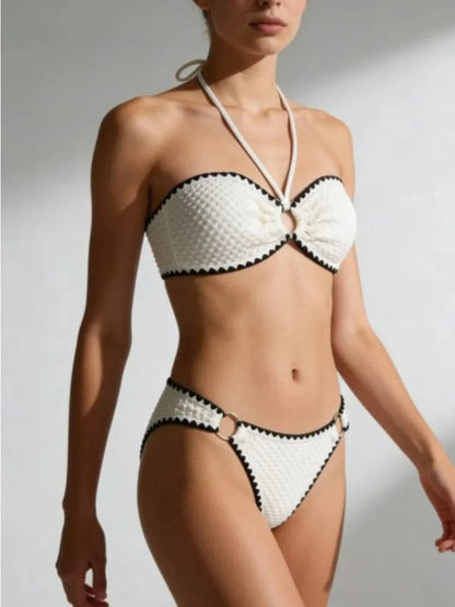 Sexy Trendy Ladies High Waisted Bikini Set Tummy Control Swimwear Breathable Quick Dry Stylish Beachwear Pool Party Outfit 2026 - A-1 Thread Vault