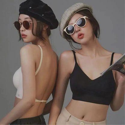 Sexy U-shaped Back Lingerie Female Inner Wear Summer Thin Without Trace Backless Triangle Cup Polymerization Bra - A-1 Thread Vault