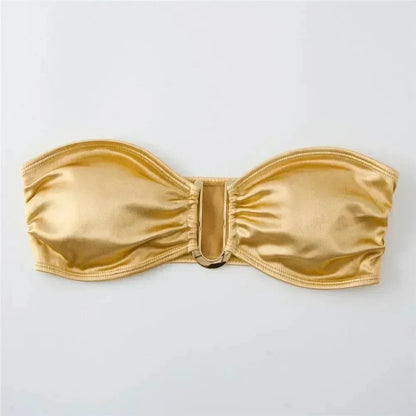 Sexy U Shaped Bandeau Bikinis Sets Mujer Strapless Swimwear Women Gold Swimsuit Bathing Suit Biquinis Brazilian Bikini Swim 2026 - A-1 Thread Vault