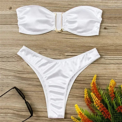 Sexy U Shaped Bandeau Bikinis Sets Mujer Strapless Swimwear Women Gold Swimsuit Bathing Suit Biquinis Brazilian Bikini Swim 2026 - A-1 Thread Vault