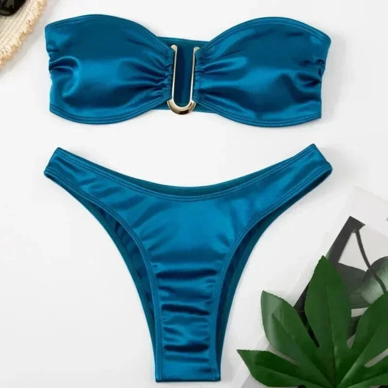 Sexy U Shaped Bandeau Bikinis Sets Mujer Strapless Swimwear Women Gold Swimsuit Bathing Suit Biquinis Brazilian Bikini Swim 2026 - A-1 Thread Vault