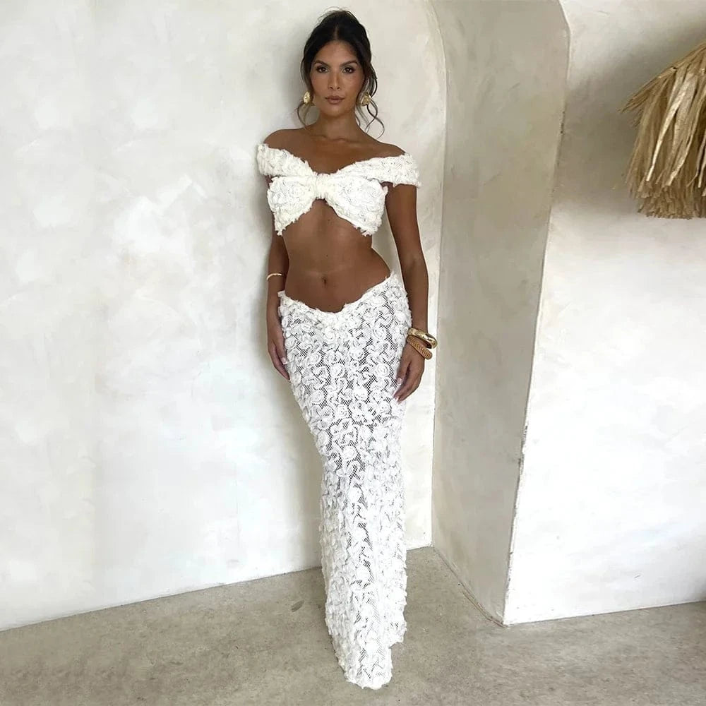 Sexy White Lace 3 pieces Bikinis Women Swimsuit 2024 Swimwear Bathing Suit Beachwear With Lace Skirt Bikini Set Biquini female - A-1 Thread Vault