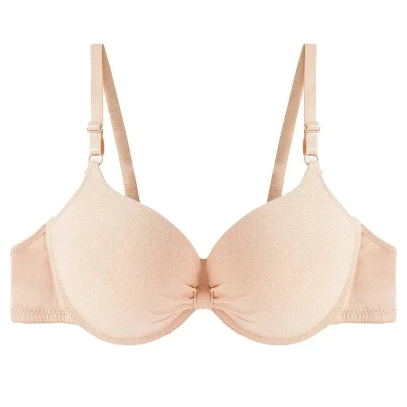 Sexy Women Cotton Gathered Bra Deep V Underwire Ladied Brassiere Push Up Lingerie Solid Bras Backless Intimate Underwear - A-1 Thread Vault