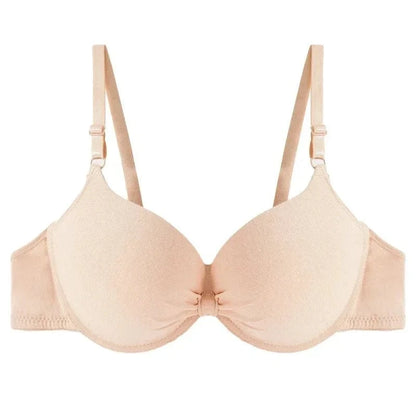 Sexy Women Cotton Gathered Bra Deep V Underwire Ladied Brassiere Push Up Lingerie Solid Bras Backless Intimate Underwear - A-1 Thread Vault