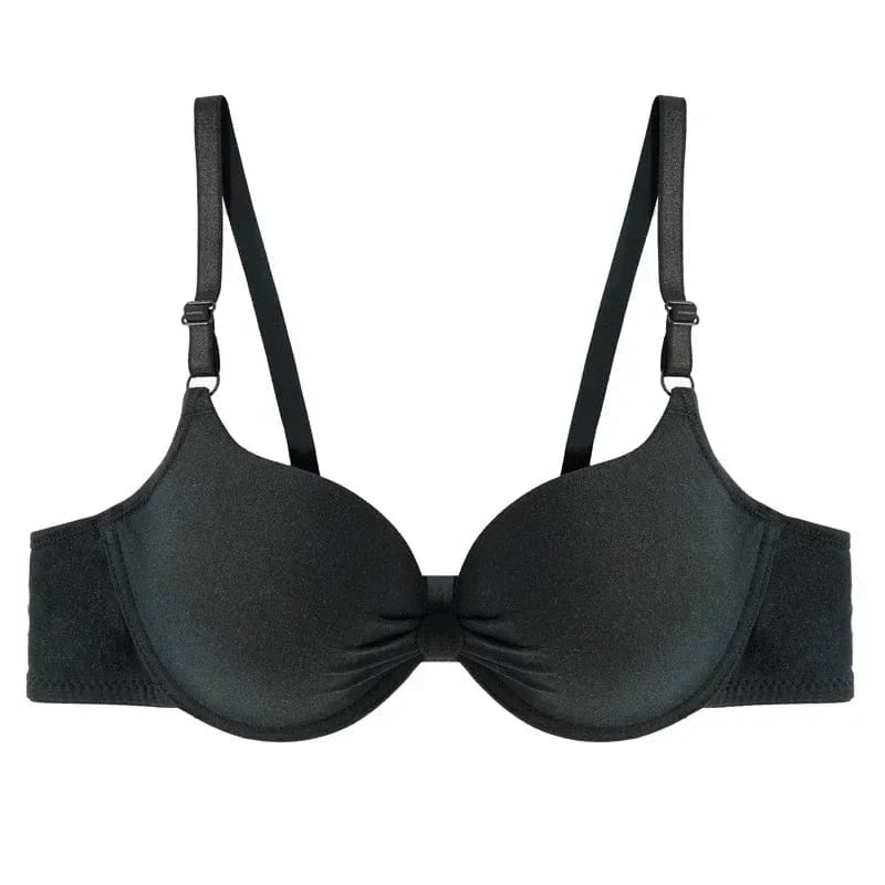 Sexy Women Cotton Gathered Bra Deep V Underwire Ladied Brassiere Push Up Lingerie Solid Bras Backless Intimate Underwear - A-1 Thread Vault