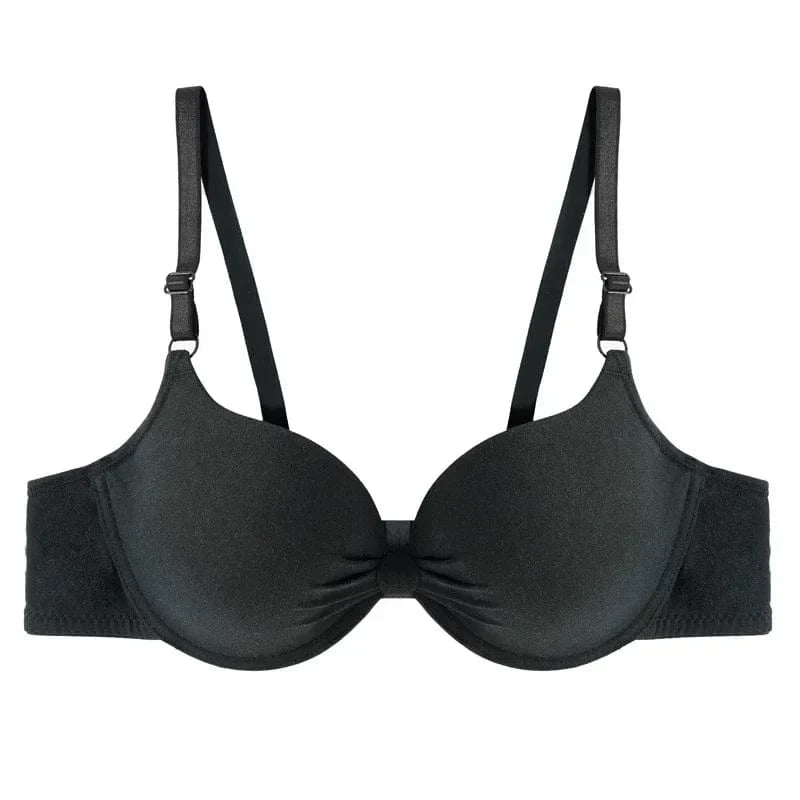 Sexy Women Cotton Gathered Bra Deep V Underwire Ladied Brassiere Push Up Lingerie Solid Bras Backless Intimate Underwear - A-1 Thread Vault