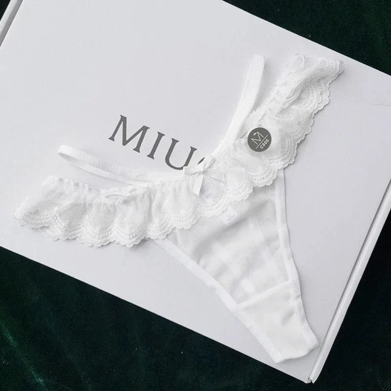 Sexy Women G-string Hollow Out Seamless Perspective Panties Low Waist Thongs Underwear Girls See-Through Intimates Soft Lingerie - A-1 Thread Vault