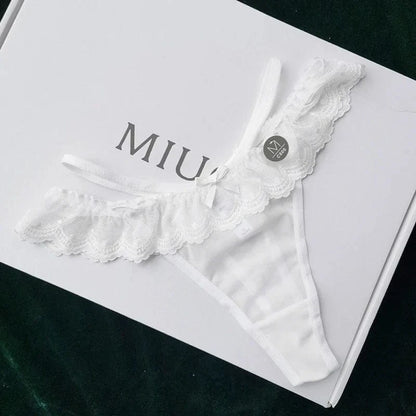 Sexy Women G-string Hollow Out Seamless Perspective Panties Low Waist Thongs Underwear Girls See-Through Intimates Soft Lingerie - A-1 Thread Vault