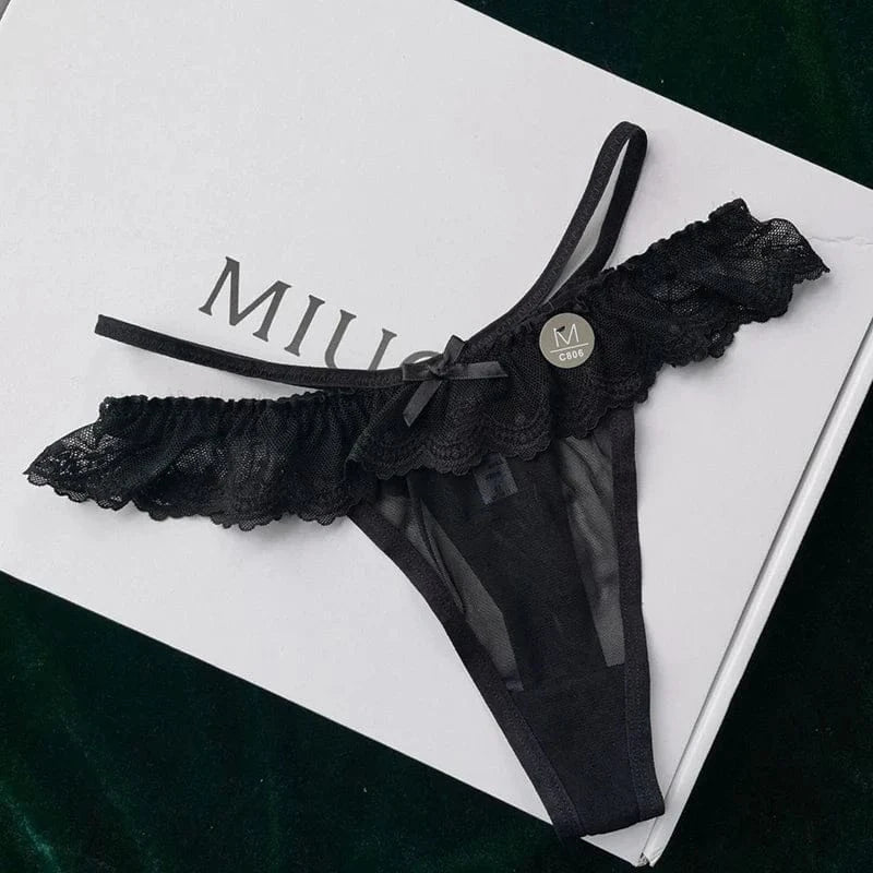 Sexy Women G-string Hollow Out Seamless Perspective Panties Low Waist Thongs Underwear Girls See-Through Intimates Soft Lingerie - A-1 Thread Vault