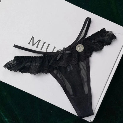 Sexy Women G-string Hollow Out Seamless Perspective Panties Low Waist Thongs Underwear Girls See-Through Intimates Soft Lingerie - A-1 Thread Vault