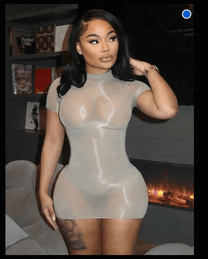 Sheer Mesh Short Sleeve Bodycon Mini Dress - A-1 Thread Vault