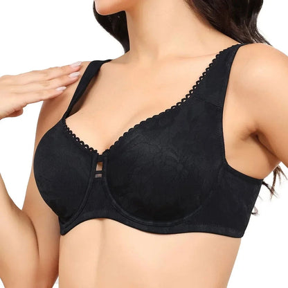 Sheroine Plus Size Underwire Bra Full Coverage Support, Comfortable Lace for Women Unpadded Large Bust Minimizer with Wide Strap - A-1 Thread Vault