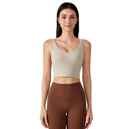 SHINBENE Women's V-neck Slimming Fitness Long-sleeve Padded Short-sleeve Sports Bra Yoga Bra Classic Athletic Tank Top - A-1 Thread Vault