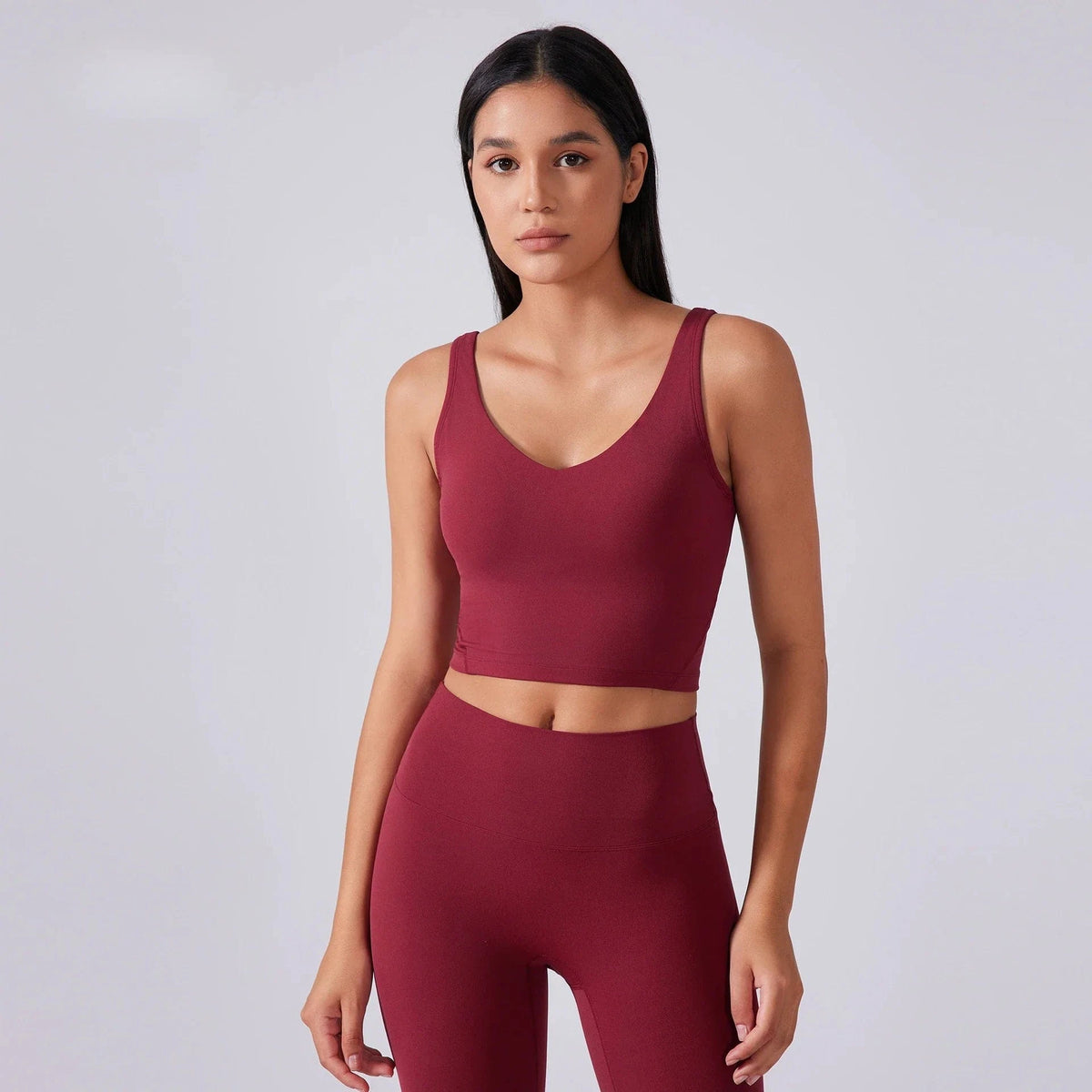 SHINBENE Women's V-neck Slimming Fitness Long-sleeve Padded Short-sleeve Sports Bra Yoga Bra Classic Athletic Tank Top - A-1 Thread Vault