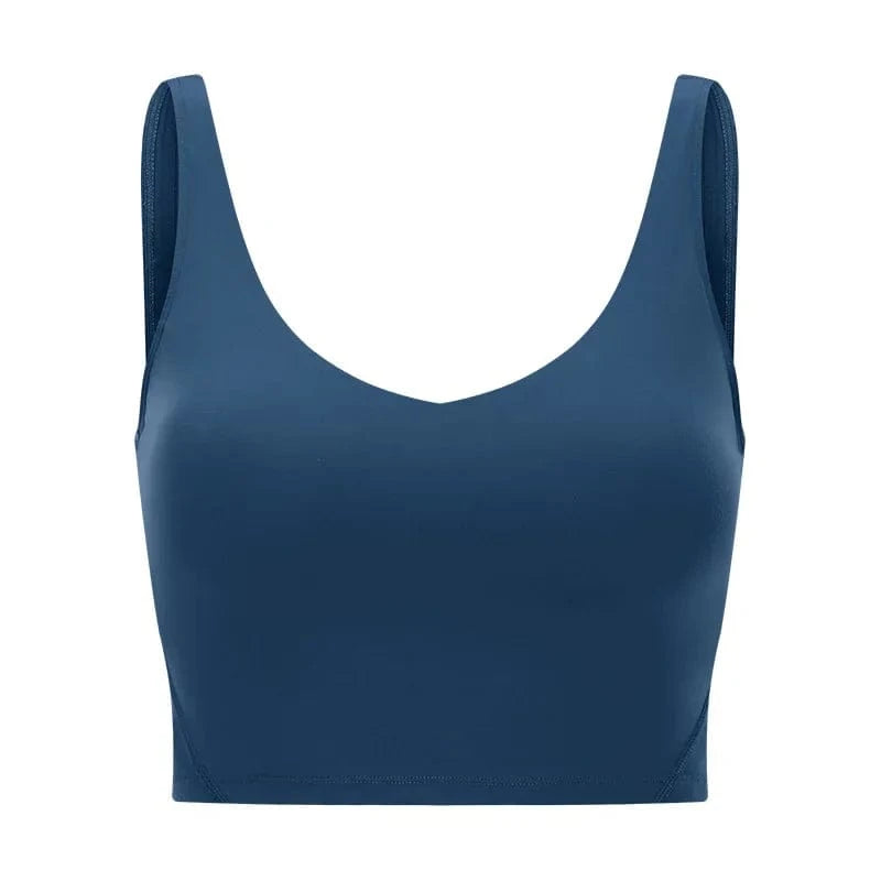 SHINBENE Women's V-neck Slimming Fitness Long-sleeve Padded Short-sleeve Sports Bra Yoga Bra Classic Athletic Tank Top - A-1 Thread Vault