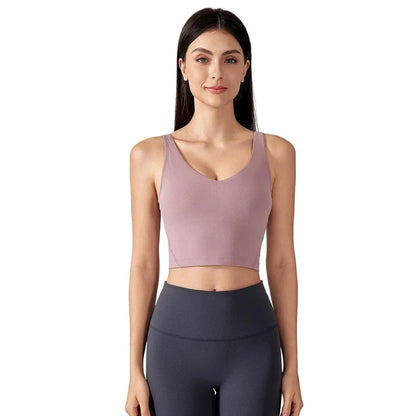 SHINBENE Women's V-neck Slimming Fitness Long-sleeve Padded Short-sleeve Sports Bra Yoga Bra Classic Athletic Tank Top - A-1 Thread Vault