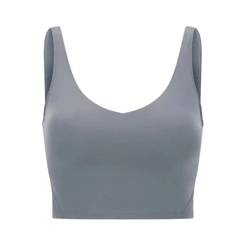 SHINBENE Women's V-neck Slimming Fitness Long-sleeve Padded Short-sleeve Sports Bra Yoga Bra Classic Athletic Tank Top - A-1 Thread Vault