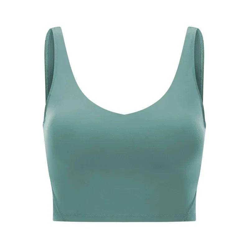 SHINBENE Women's V-neck Slimming Fitness Long-sleeve Padded Short-sleeve Sports Bra Yoga Bra Classic Athletic Tank Top - A-1 Thread Vault
