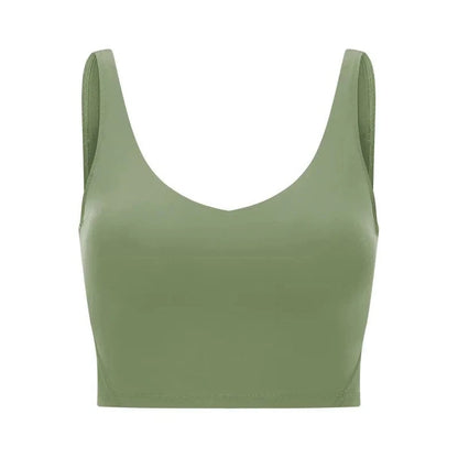 SHINBENE Women's V-neck Slimming Fitness Long-sleeve Padded Short-sleeve Sports Bra Yoga Bra Classic Athletic Tank Top - A-1 Thread Vault