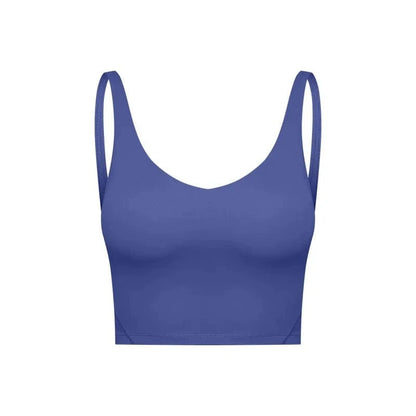 SHINBENE Women's V-neck Slimming Fitness Long-sleeve Padded Short-sleeve Sports Bra Yoga Bra Classic Athletic Tank Top - A-1 Thread Vault