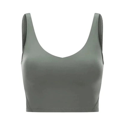 SHINBENE Women's V-neck Slimming Fitness Long-sleeve Padded Short-sleeve Sports Bra Yoga Bra Classic Athletic Tank Top - A-1 Thread Vault