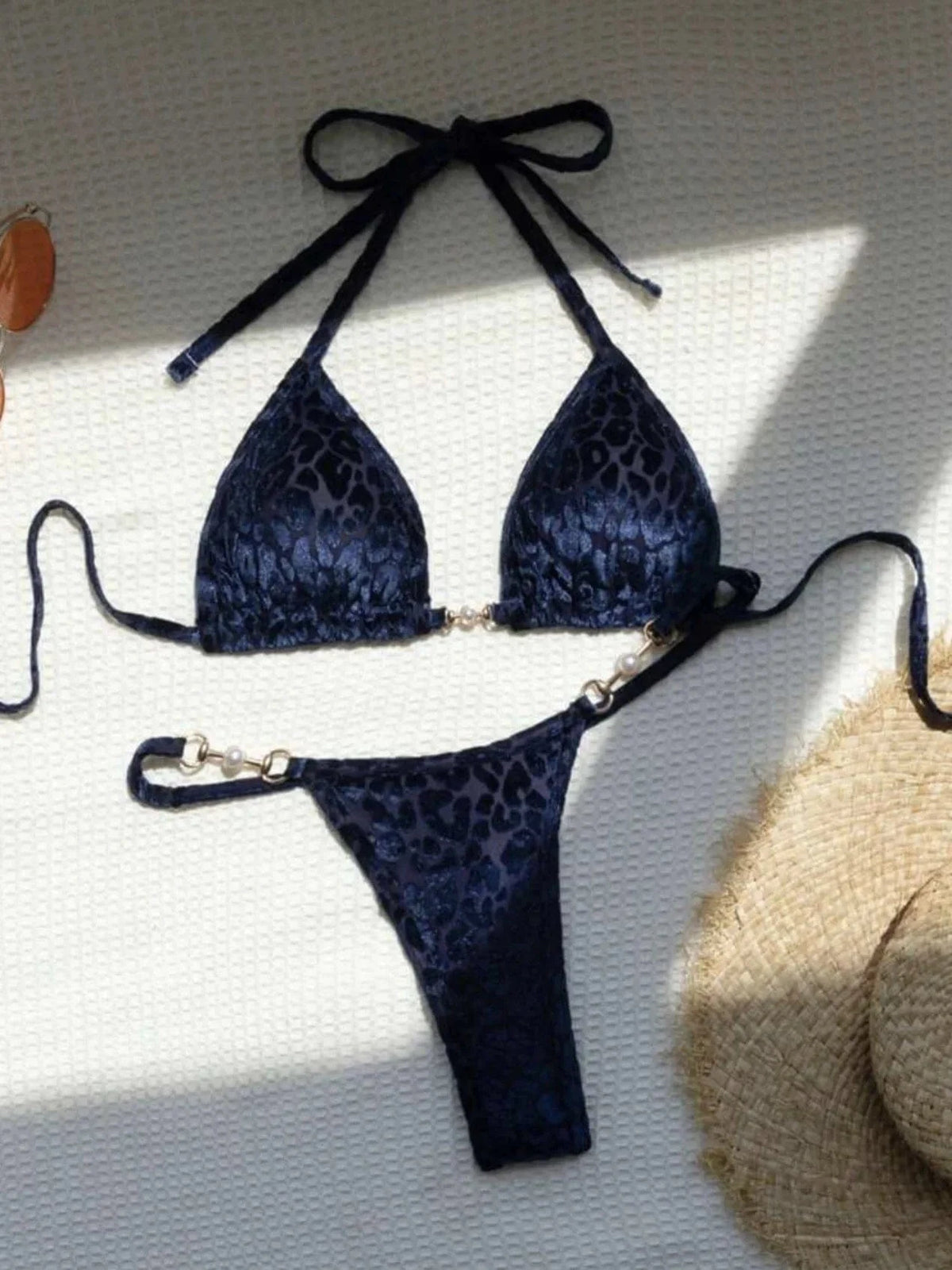 Shiny Pink Micro Bikini 2025 Mujer Women Sexy PU Pearls Push Up Thong Swimsuit Summer Bathing Suit Bandage Holiday Swimwear - A-1 Thread Vault