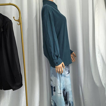 Shirt & Abstract Print Skirt Set | Collared Blouse Two-Piece Outfit(MS260) - A-1 Thread Vault