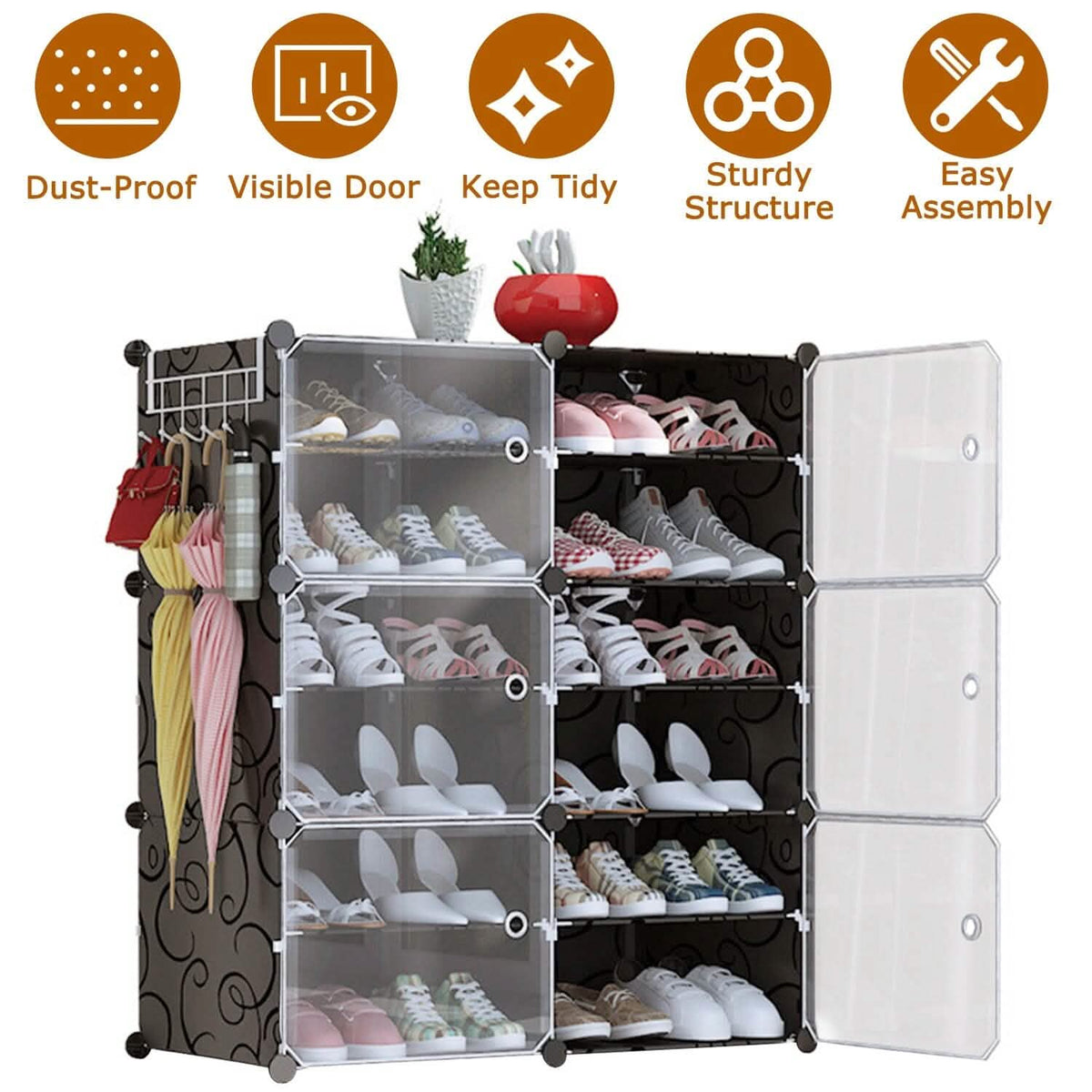 Shoe Rack Organizer with Transparent Doors - A-1 Thread Vault