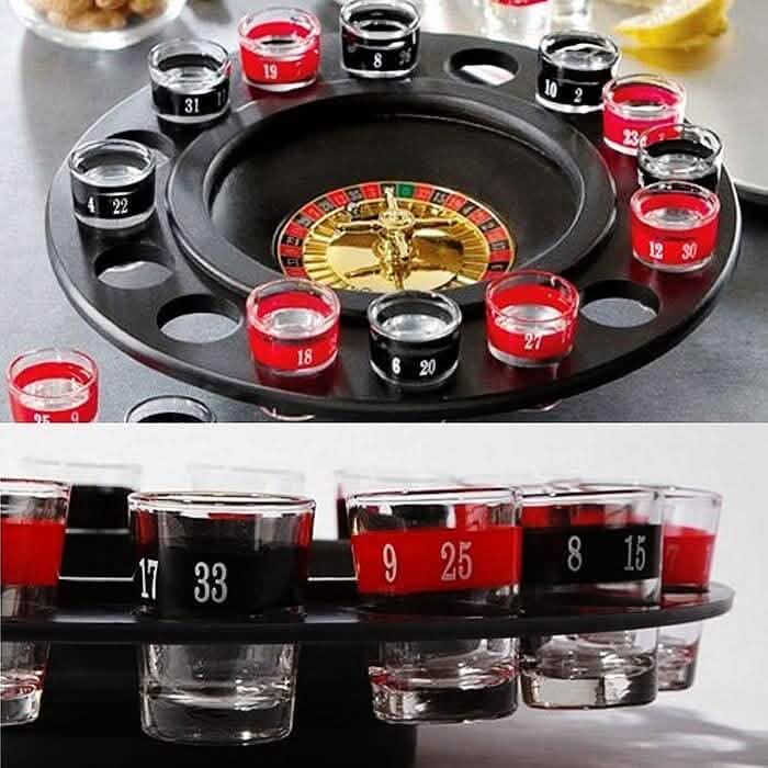 Shot Glass Roulette Set Novelty Drinking Game with 16 Shot Glasses - A-1 Thread Vault