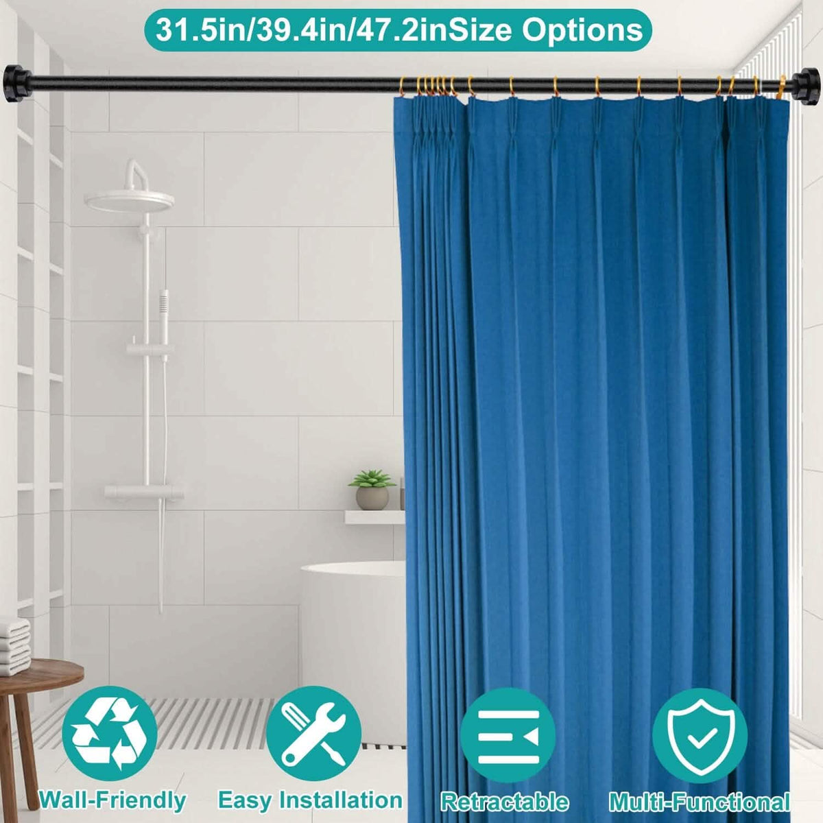 Shower Curtain Rod Adjustable Tension - A-1 Thread Vault