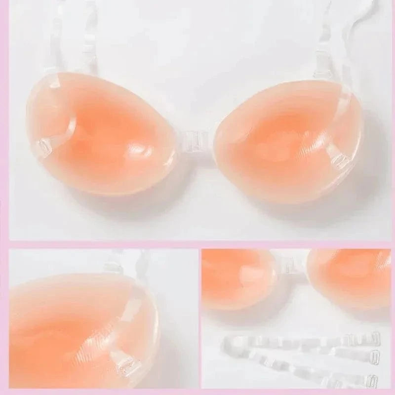 Silicone Bra Invisible Push Up Sexy Strapless Bra Stealth Adhesive Backless Breast Enhancer for Women Sticky Wedding Bikini Bras - A-1 Thread Vault