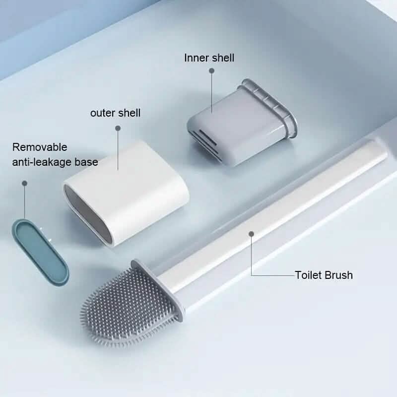 Silicone Toilet Brush with Long Holder Set - A-1 Thread Vault
