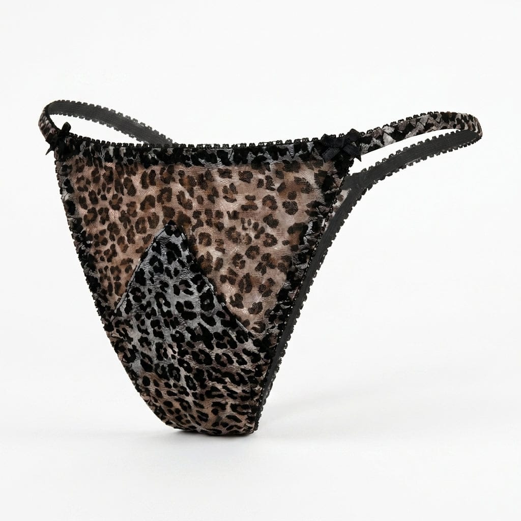 Silk and Mesh Leopard Thong - A-1 Thread Vault