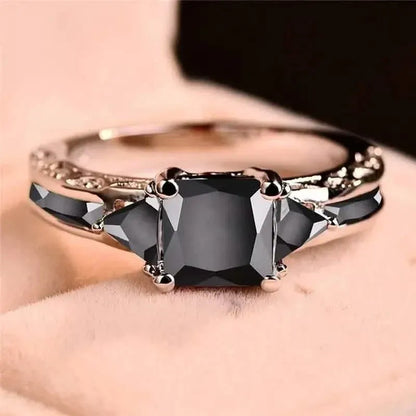 Silver Elegant Black Zirconia Eternity Ring - A-1 Thread Vault