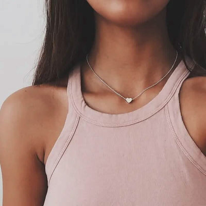 Simple Exquisite Heart-Shaped Pendant Alloy Necklace - A-1 Thread Vault