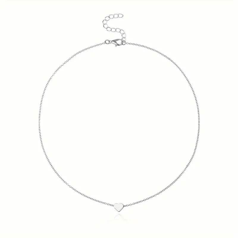 Simple Exquisite Heart-Shaped Pendant Alloy Necklace - A-1 Thread Vault