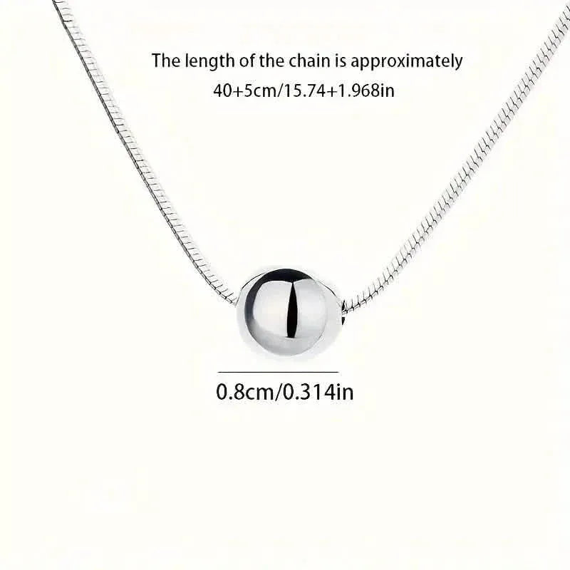 Simple Retro Bohemian Style 925 Sterling Silver Necklace with Small Ball Pendant - A-1 Thread Vault