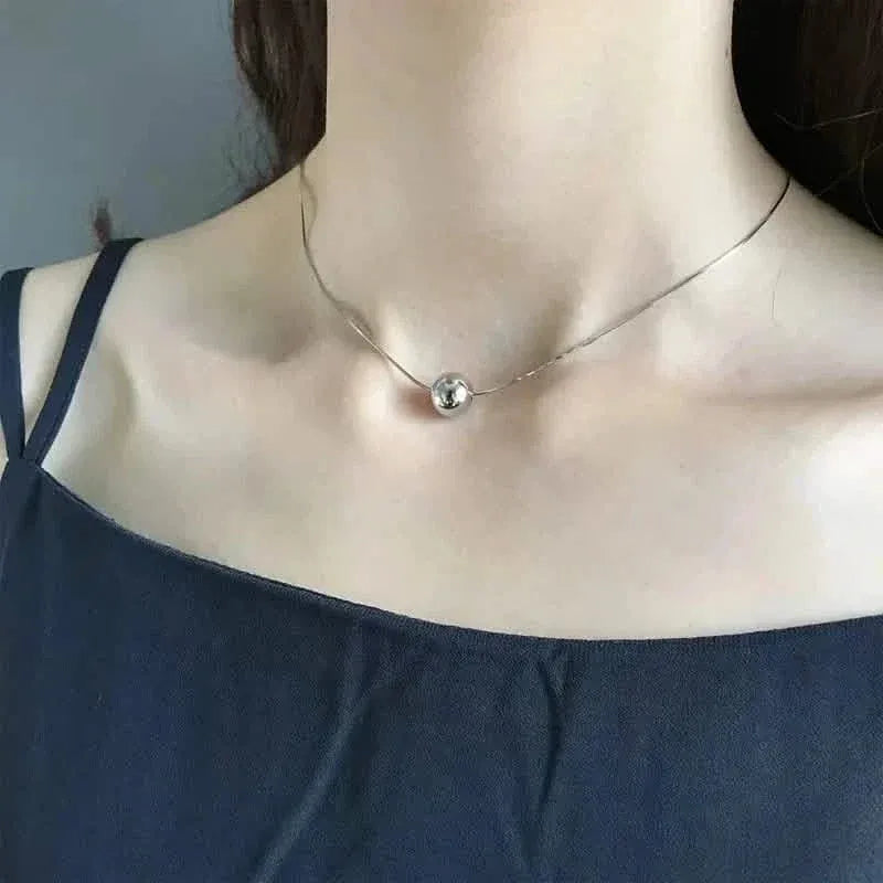 Simple Retro Bohemian Style 925 Sterling Silver Necklace with Small Ball Pendant - A-1 Thread Vault