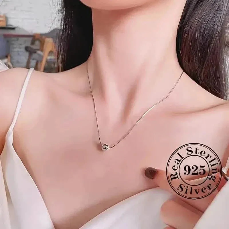 Simple Retro Bohemian Style 925 Sterling Silver Necklace with Small Ball Pendant - A-1 Thread Vault