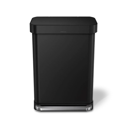 simplehuman 55-Liter Matte Black Indoor Kitchen Hinged Lid Trash Can - A-1 Thread Vault