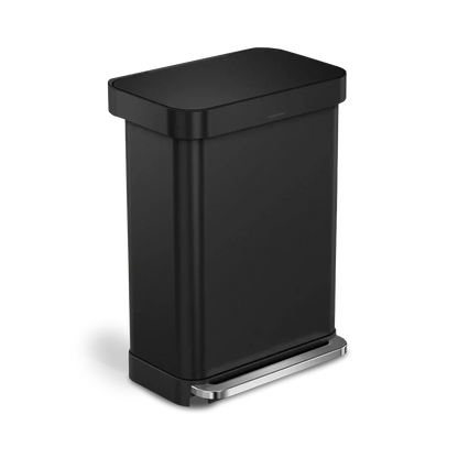 simplehuman 55-Liter Matte Black Indoor Kitchen Hinged Lid Trash Can - A-1 Thread Vault